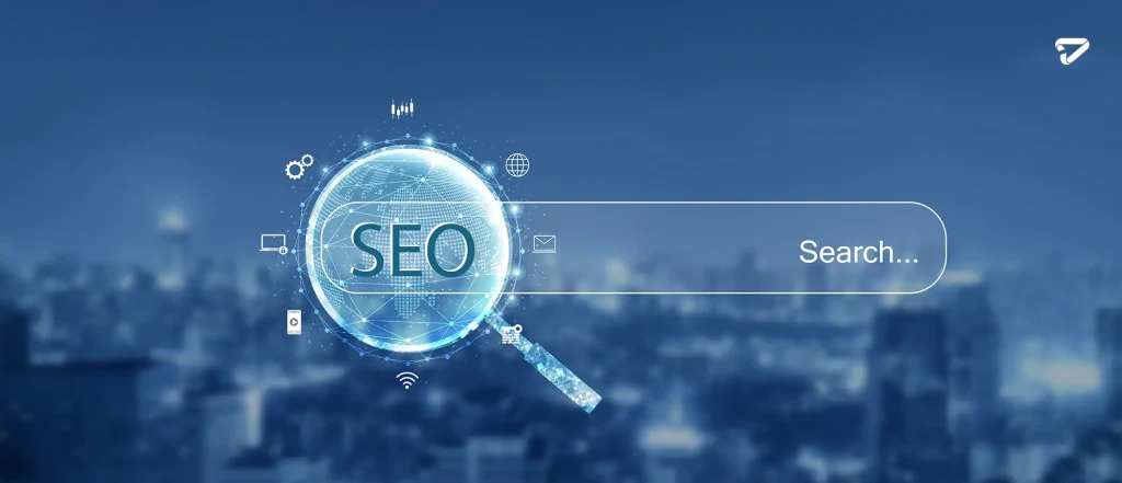 search engine optimization seo concept dark blue background internet technology business c copy