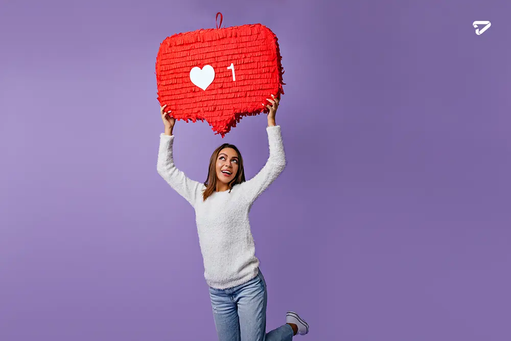 blithesome girl fluffy sweater enjoying positive feedback indoor portrait smiling brunette woman dancing purple copy