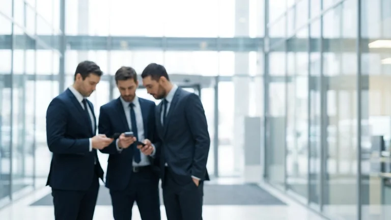 business chat corporate social media mobile communication unrecognizable men suits using phone copy 2