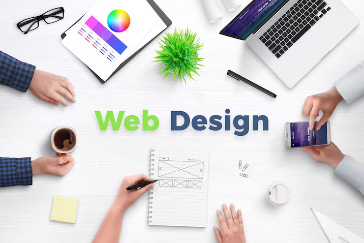 web design text work desk surrounded with web development team devices projects ideas paper concept team meeting 176814 958