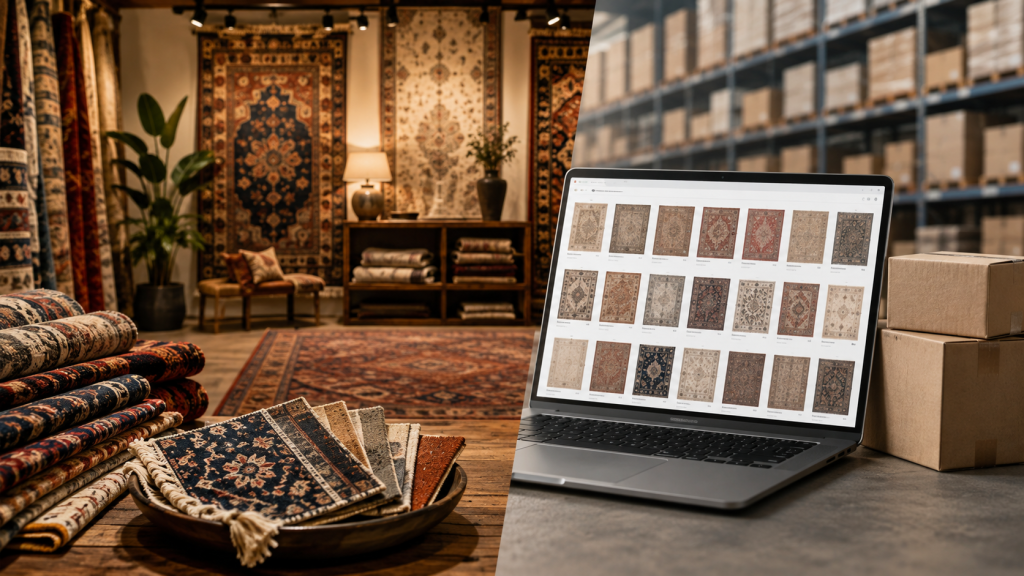 How Rug Stores Can Compete With Wayfair Online 1 Independent rug store competing online with big-box retailers through digital catalog, showroom inventory and e-commerce fulfillment.