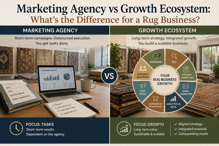 Marketing Agency vs Growth Ecosystem: What’s the Difference for a Rug Business?